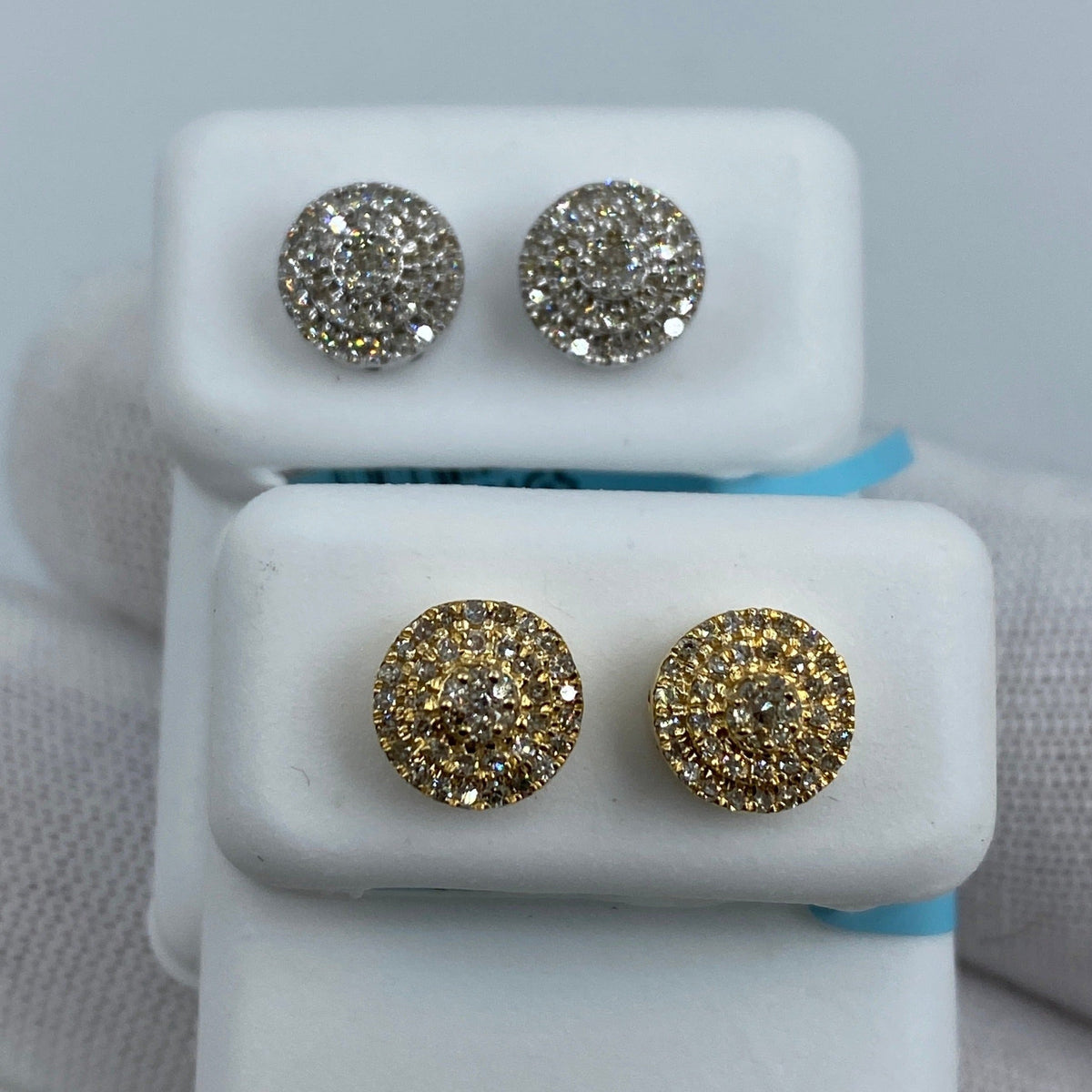 14K Gold Small Circle Cake Diamond Earrings - additional product view 2