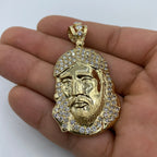 14K Gold Jesus Head Pendant 2.2 in - additional product view 4