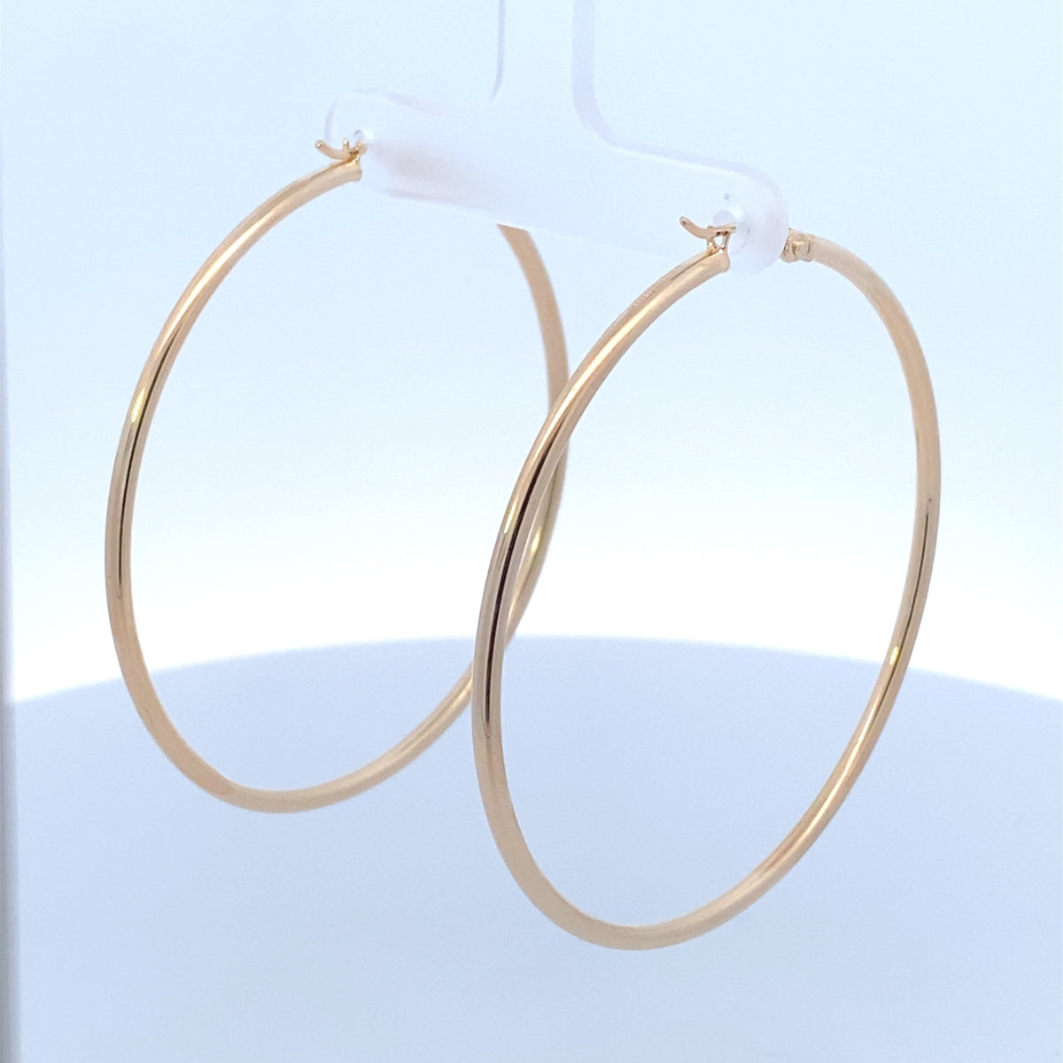 14K Gold Large 2mm Hoop Earrings - additional product view 3