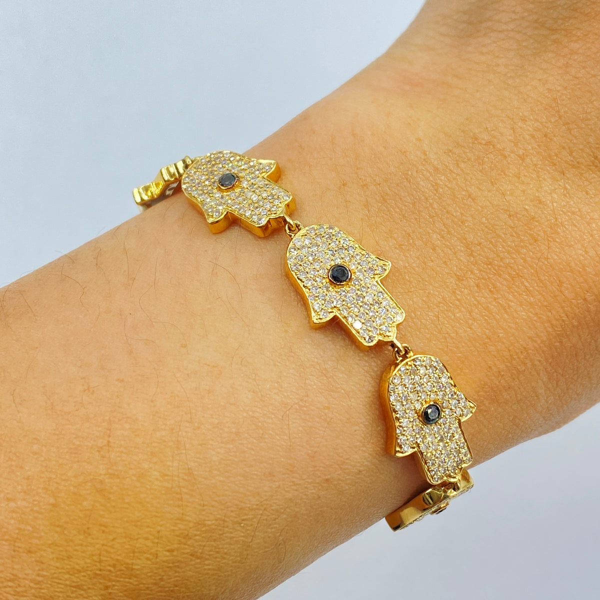14K Gold Hamsa Adjustable Diamond Bracelet - additional product view 2