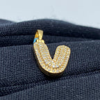 14K Gold Initial V Bubble Diamond Pendant - additional product view 4