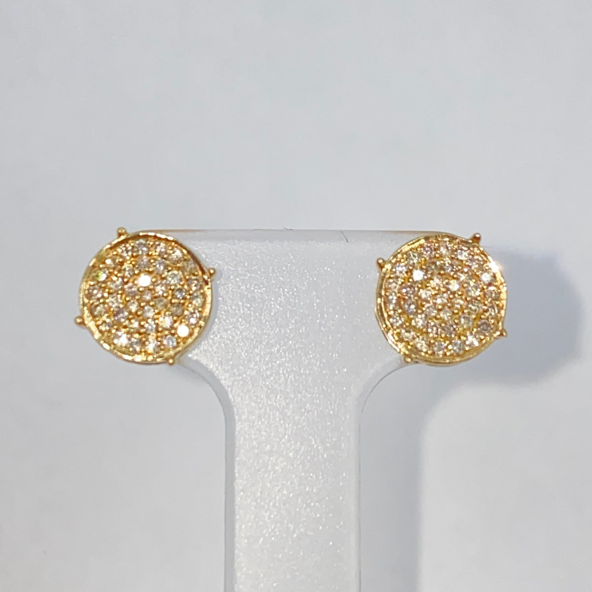14K Gold 8mm Circle Diamond Earrings - additional product view 3