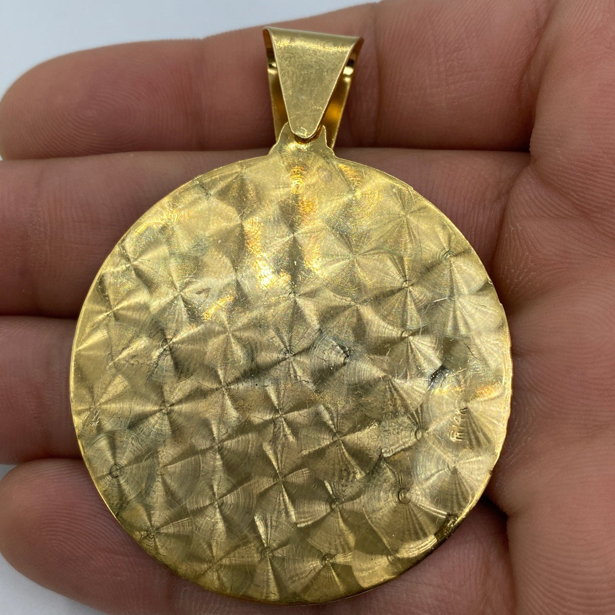 14K Gold Saint Caridad Del Cobre Round Medallion Pendant 2.5 in - additional product view 4