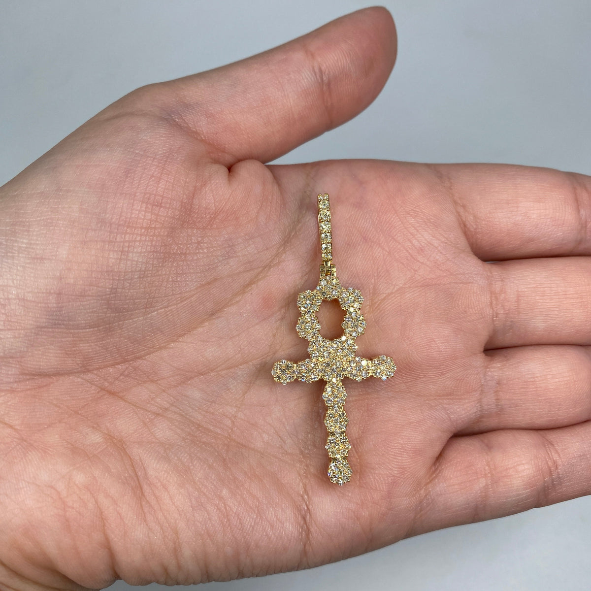 14K Gold Ankh Cross Diamond Pendant - additional product view 4