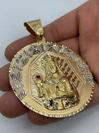 14K Gold Saint Barbara Round Medallion Pendant 3.25 in - additional product view 8