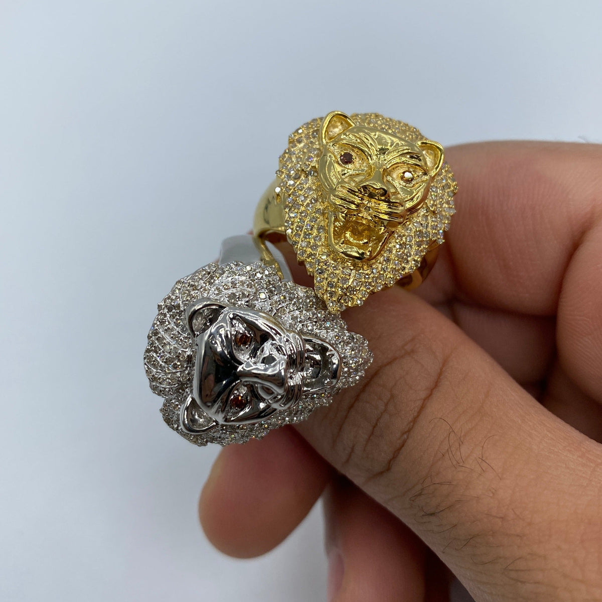 10K Gold Jeweled Lion Diamond Ring - additional product view 6