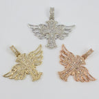 10K Gold Angel Wings Cross Diamond Baguette Pendant - additional product view 7