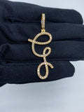 14K Gold Initial G Large Script Diamond Pendant in yellow gold - close-up product photo