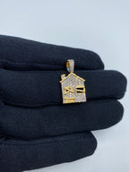 14K Gold Trap House Diamond Pendant - additional product view 3