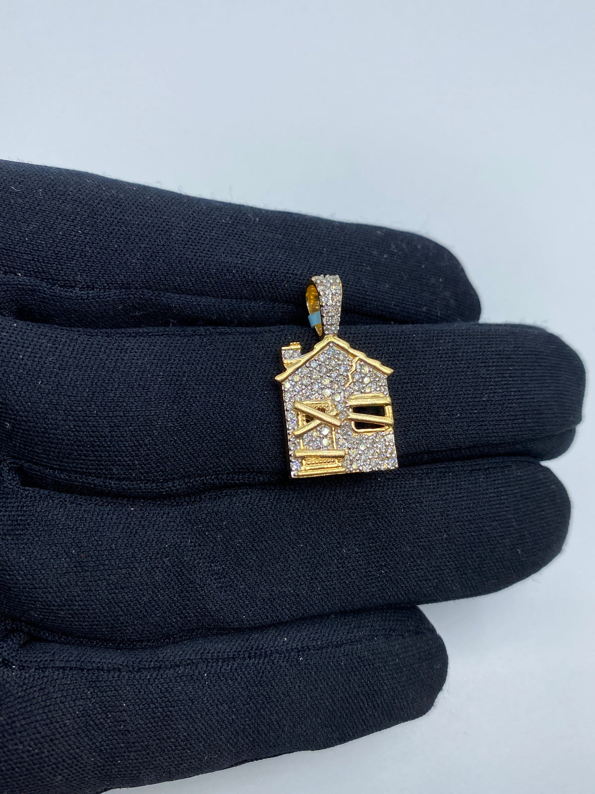 14K Gold Trap House Diamond Pendant - additional product view 3