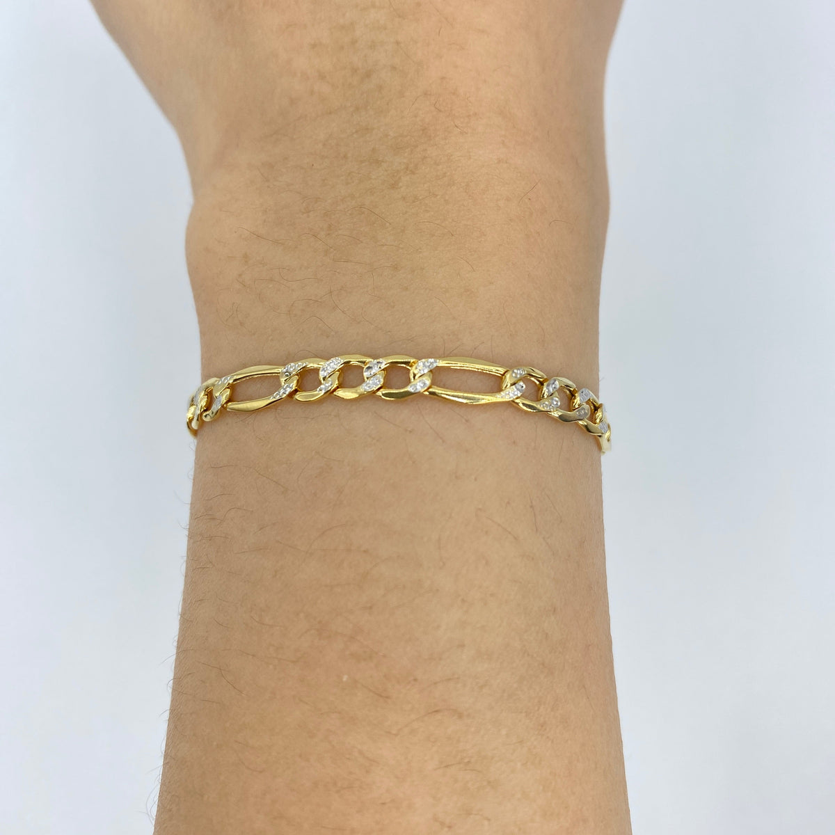 10K Gold Two-Tone Figaro Link Anklet - additional product view 2
