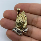 14K Gold Praying Hands Pendant 1.5 in - additional product view 2