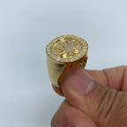10K Gold Marijuana Leaf Circle Crest Diamond Ring - additional product view 4