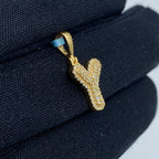 14K Gold Initial Y Bubble Diamond Pendant - additional product view 3