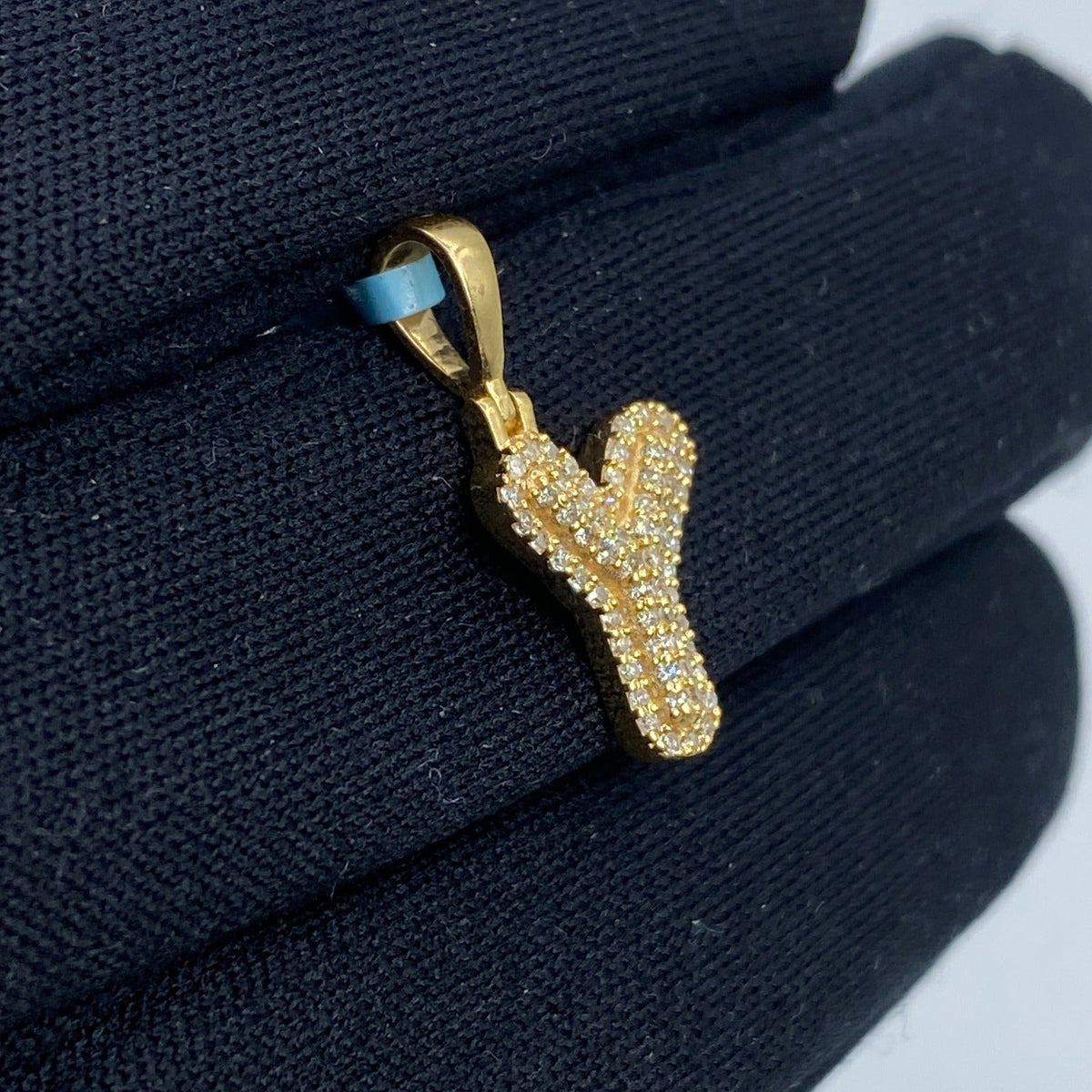 14K Gold Initial Y Bubble Diamond Pendant - additional product view 3
