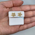 14K Gold Daisy Flower Diamond Earrings in yellow gold - close-up product photo