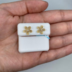 14K Gold Daisy Flower Diamond Earrings in yellow gold - close-up product photo