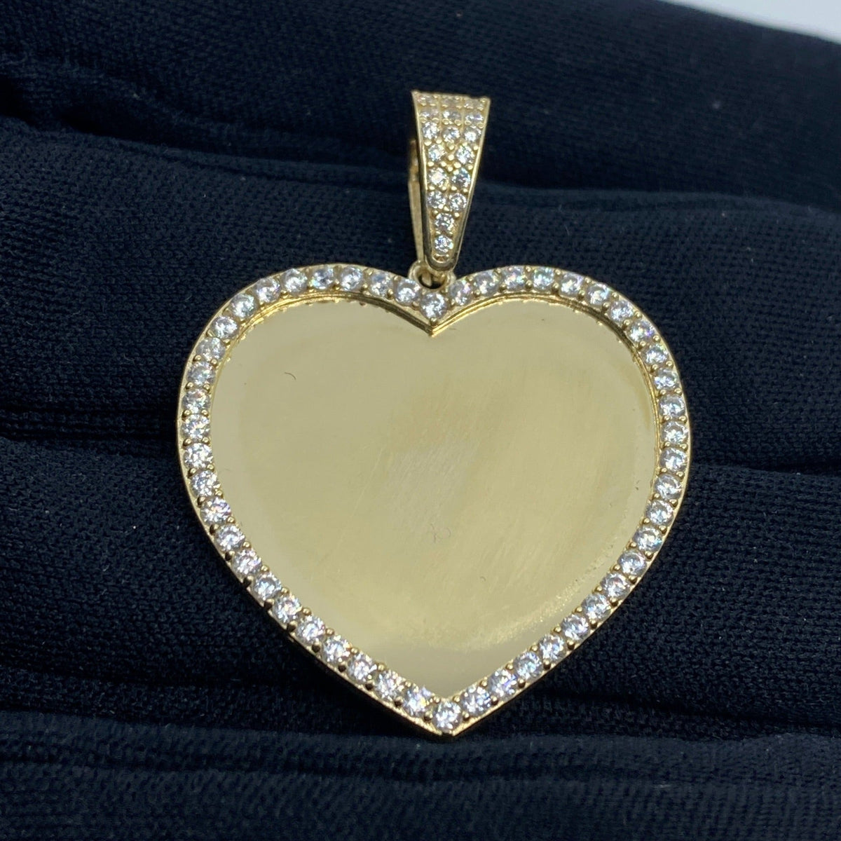 10K Gold Heart Picture Photo CZ Pendant - additional product view 2