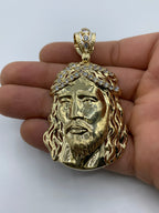 14K Gold Jesus Head Pendant 2.75 in - additional product view 3