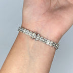 14K Gold Rounded Rectangle Link Diamond Baguette Bracelet 7mm - additional product view 3