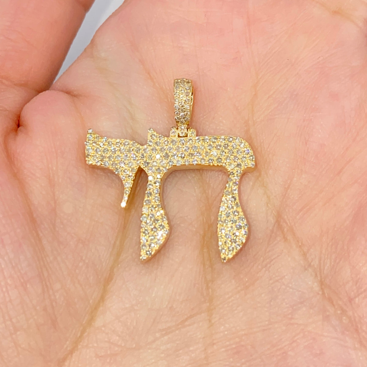 14K Gold Chai Diamond Pendant - additional product view 2
