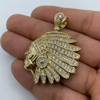 14K Gold Indian Chief Head Pendant - additional product view 4