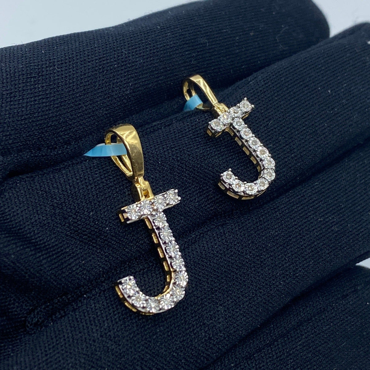 14K Gold Single Stone Initial J Diamond Pendant - additional product view 5