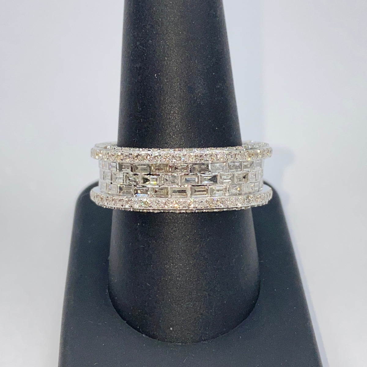 14K Gold 8mm Iced Infinity Diamond Baguette Ring - additional product view 6