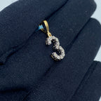14K Gold Number 3 Diamond Pendant - additional product view 2