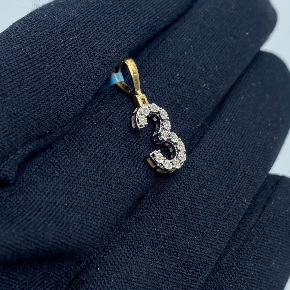 14K Gold Number 3 Diamond Pendant - additional product view 2