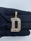 Initial D Baguette Diamond Pendant in yellow - close-up product photo