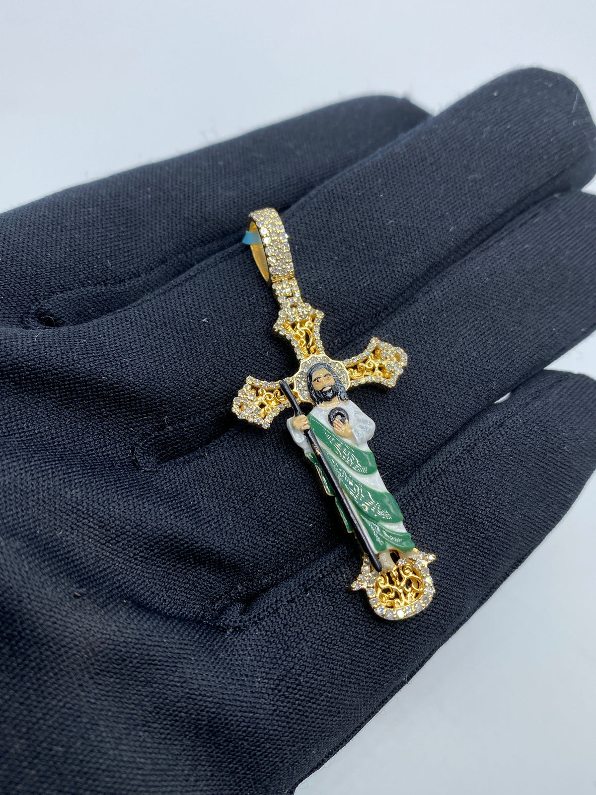 Jesus on Cross Enamel Diamond Pendant - additional product view 3