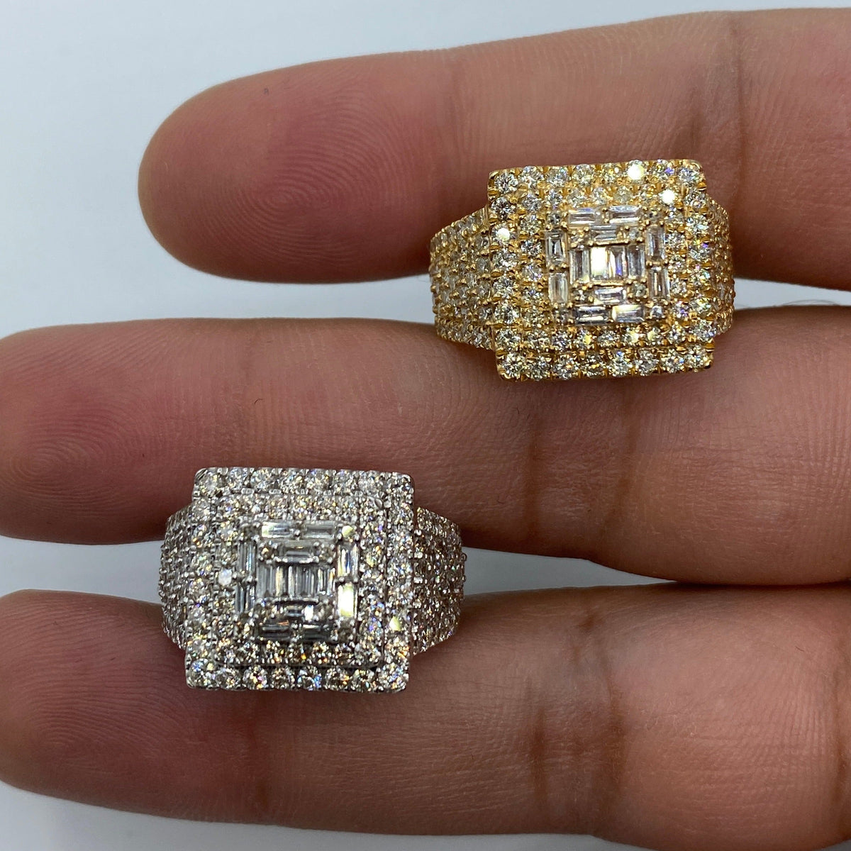 14K Gold Square Diamond Baguette Center Ring - additional product view 8