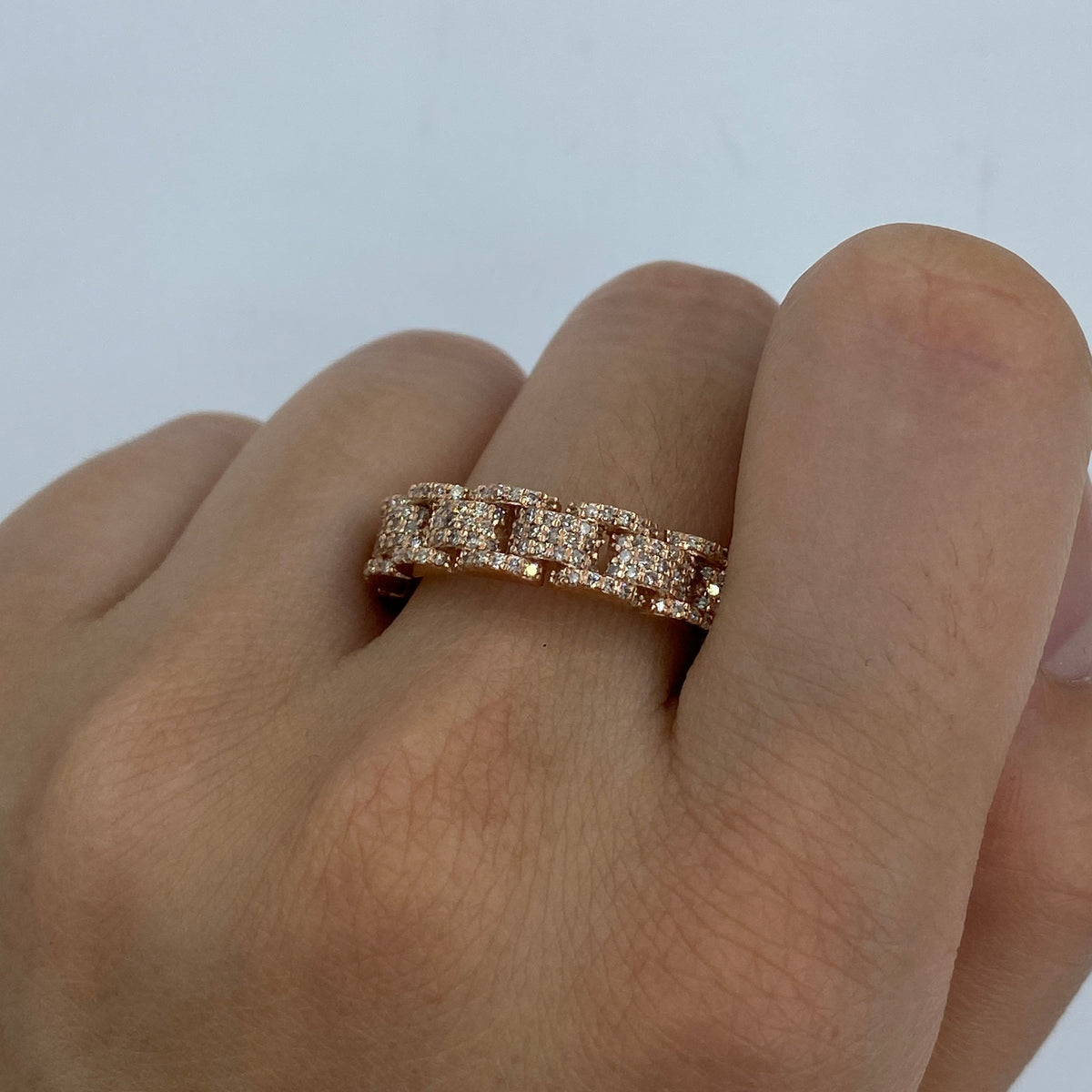 10K Gold/14K Watch Band Diamond Ring in rose gold, 10K - close-up product photo