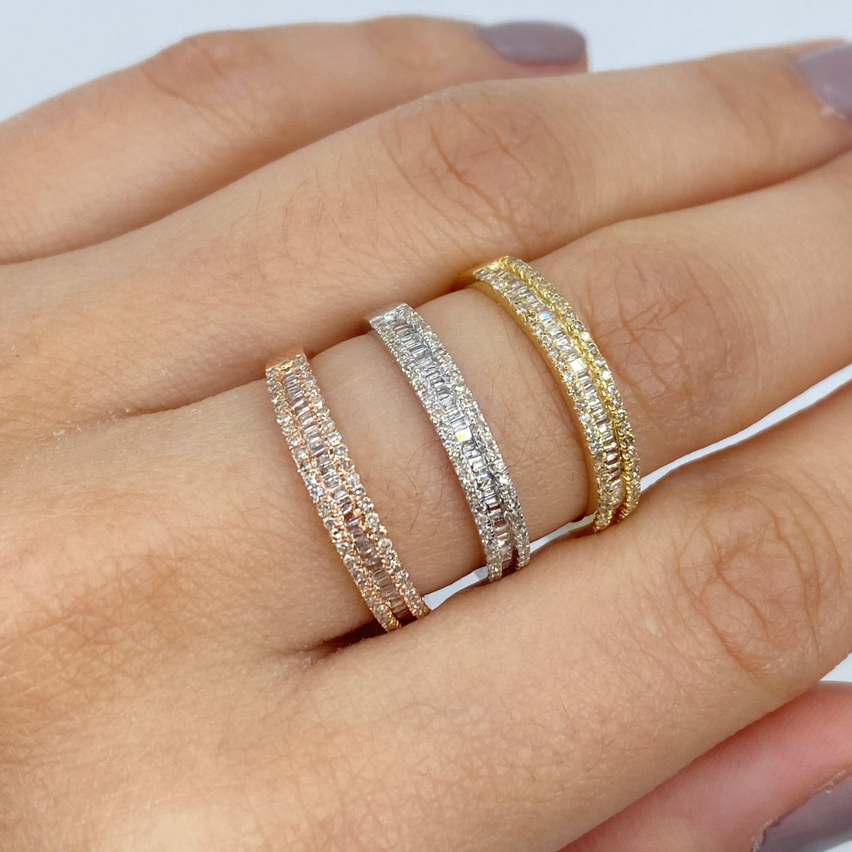 10K Gold Diamond Baguette Half-Way Eternity Band Ring - additional product view 3