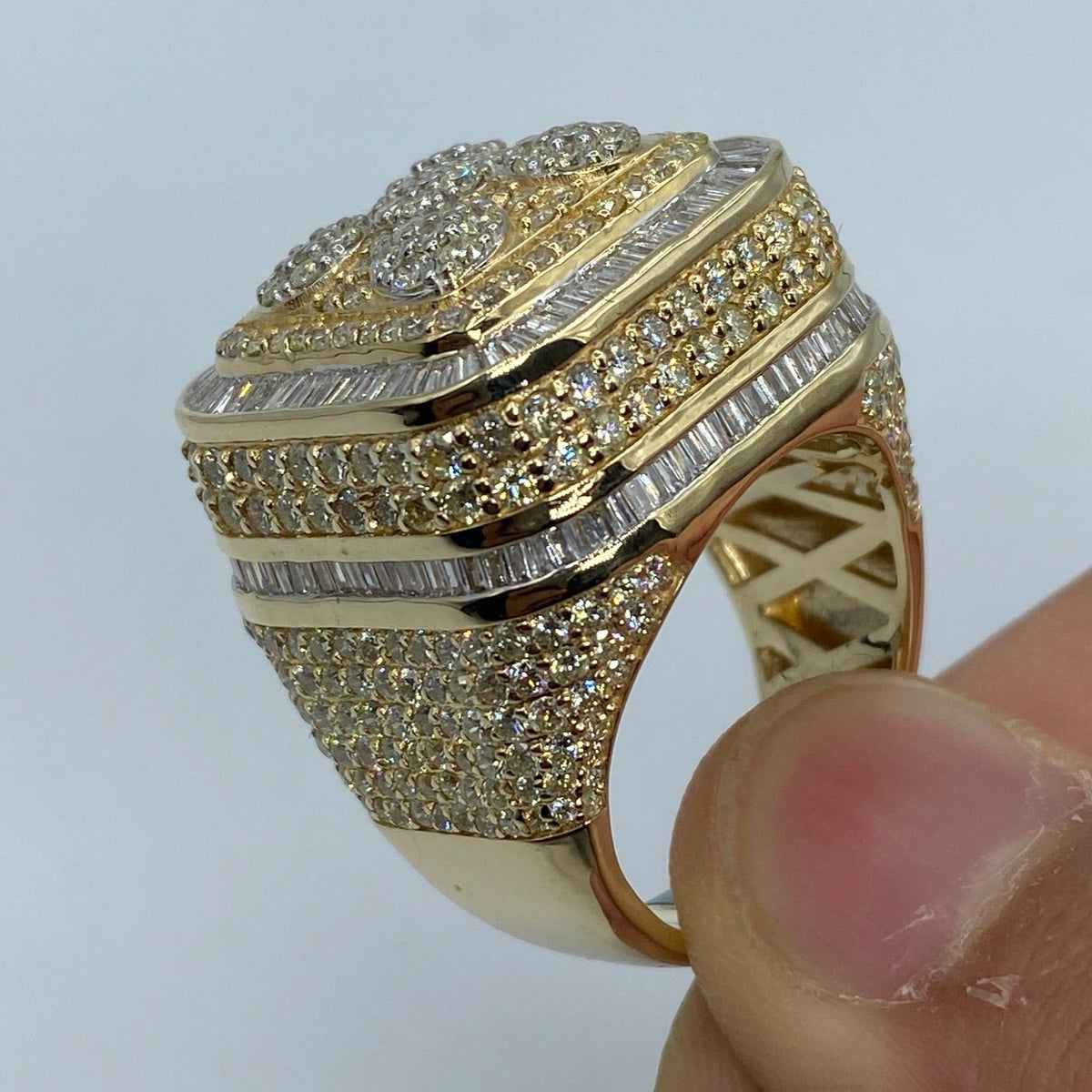 14K Gold Jumbo Square Tower Diamond Baguette Ring - additional product view 6
