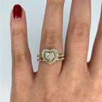 14K Gold Halo Heart Stack Diamond Ring - additional product view 2