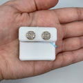 14K Gold Circle Stacked Diamond Baguette Earrings in yellow gold - close-up product photo