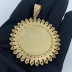 14K Gold Evil Eyes Circle Picture Photo CZ Pendant - additional product view 4