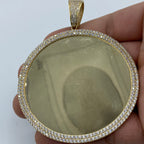 10K Gold Jumbo Round Picture Photo CZ Pendant - additional product view 3