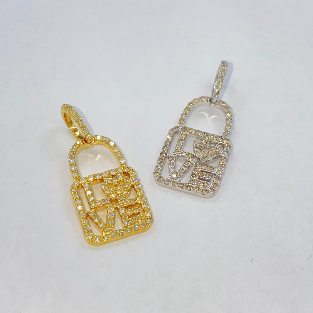 14K Gold Love Lock Diamond Pendant - additional product view 3