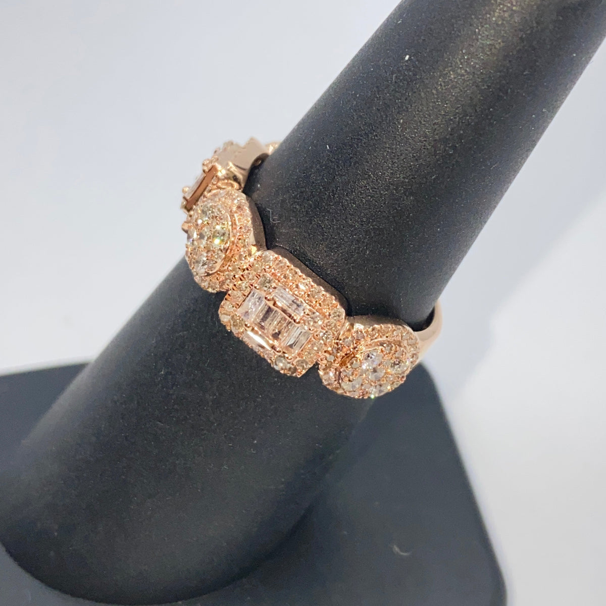 14K Gold Circle Square Diamond Baguette Ring - additional product view 5