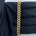 10K Gold 6.5mm Cuban Link Diamond Baguette Bracelet 7–8 in in yellow gold, 7" - close-up product photo