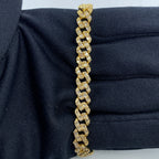 10K Gold 6.5mm Cuban Link Diamond Baguette Bracelet 7–8 in in yellow gold, 7" - close-up product photo