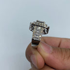 14K Gold Rectangle Center Diamond Baguette Ring in White - additional product view 4