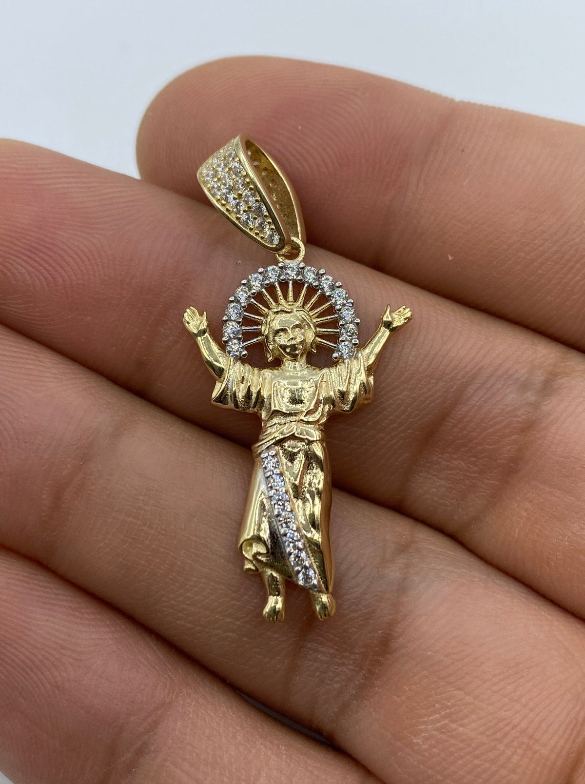 14K Gold Baby Jesus Pendant 1.5 in - additional product view 2