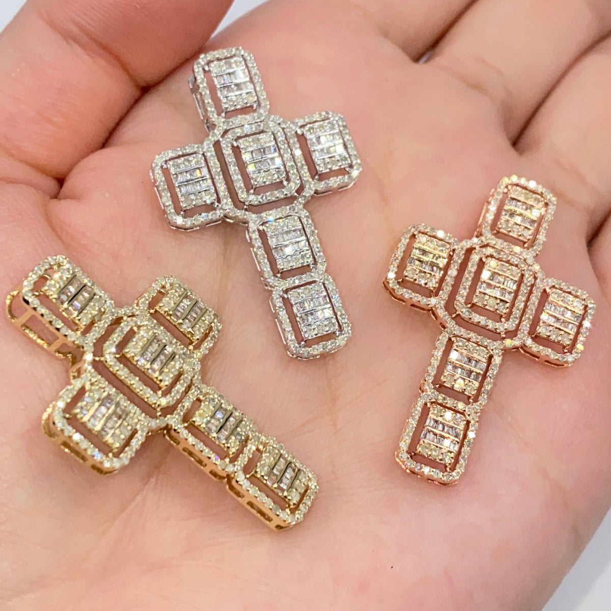 10K Gold Diamond Baguette Cross Pendant - additional product view 7