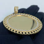 14K Gold Cuban Round Picture Photo CZ Pendant - additional product view 3