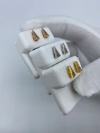 14K Gold Small Isosceles Triangle Diamond Baguette Earrings - additional product view 3