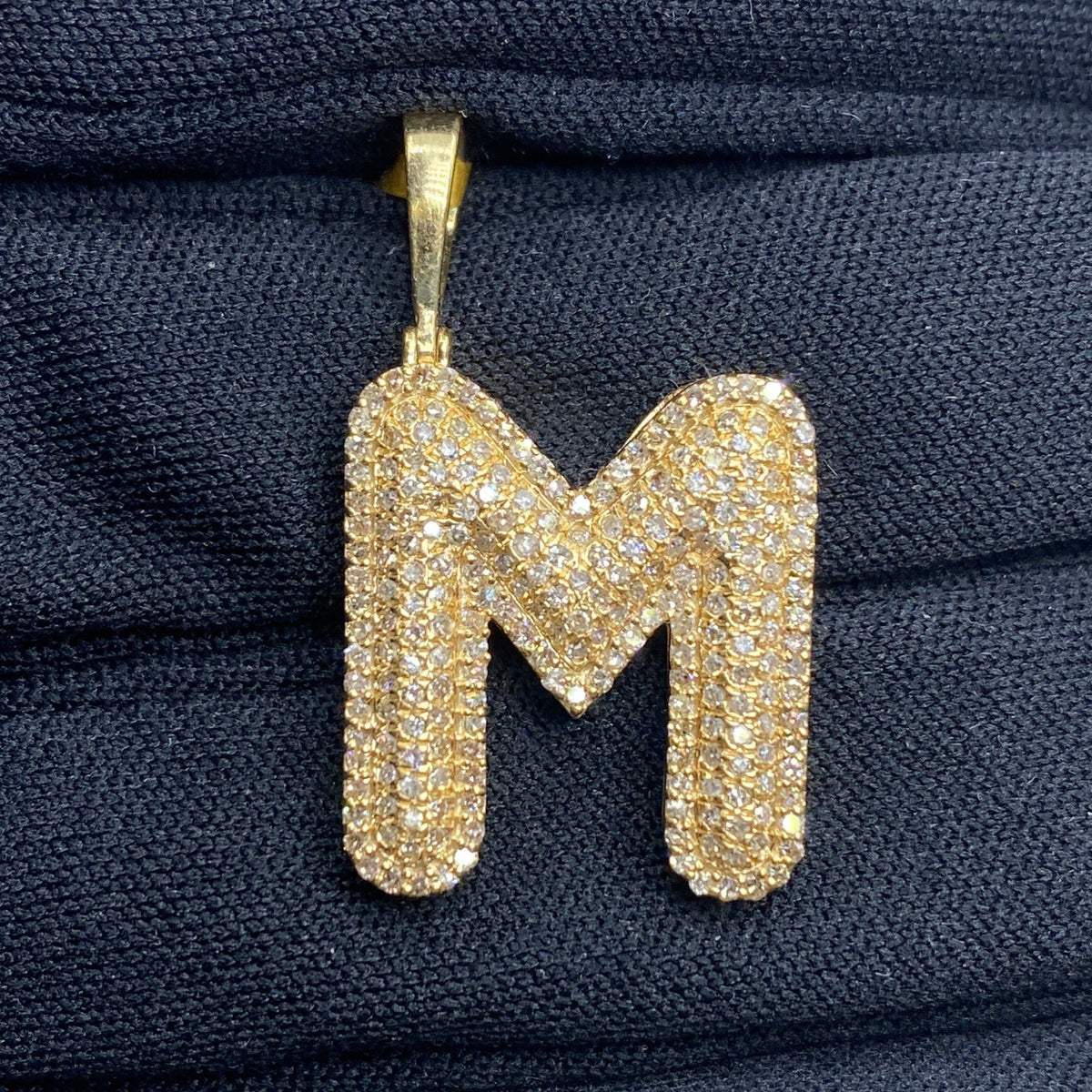 Initial M Bubble Diamond Pendant - additional product view 2